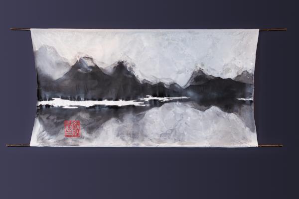MOUNTAINS. RIVER山河SHĀN HÉ acrylic on canvas diptych150х300