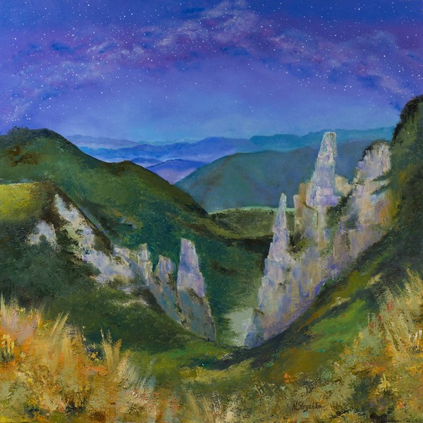 Night mountains, Oil on canvas, 100x100